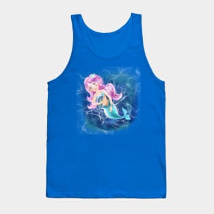 magical mermaid in the sea with a dolphin, children's illustration Tank Top